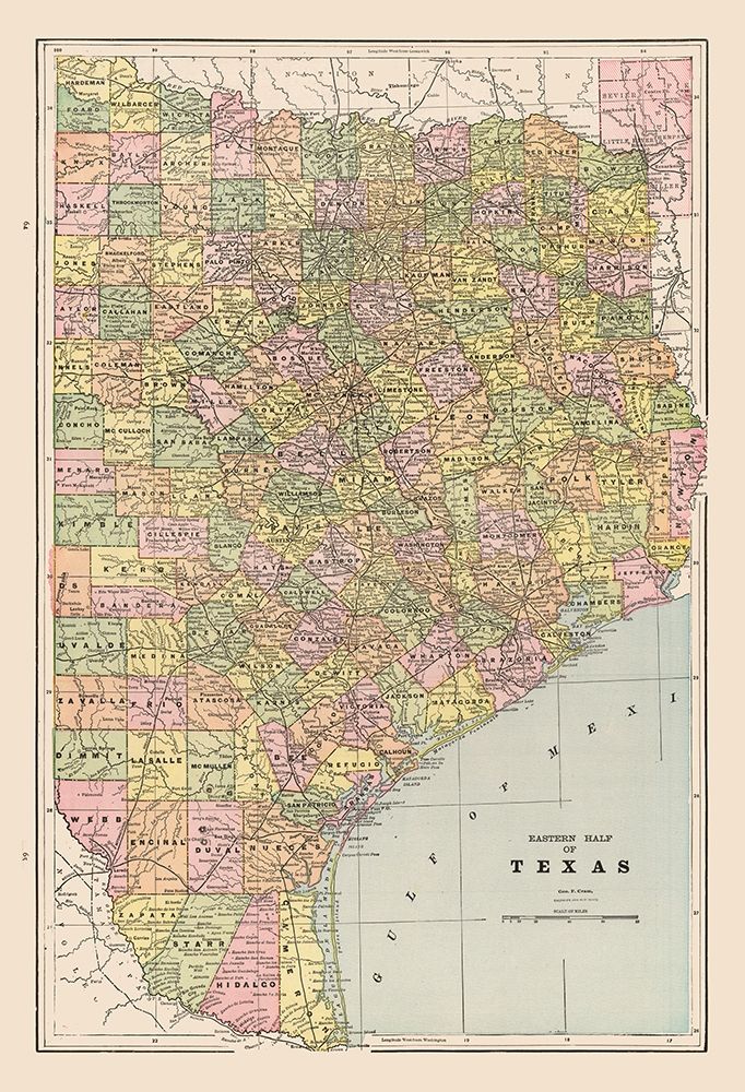 Eastern Texas - Cram 1892 art print by Cram for $57.95 CAD