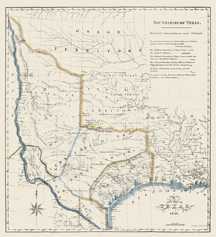 Texas Boundaries -1841 art print by Unknown for $57.95 CAD