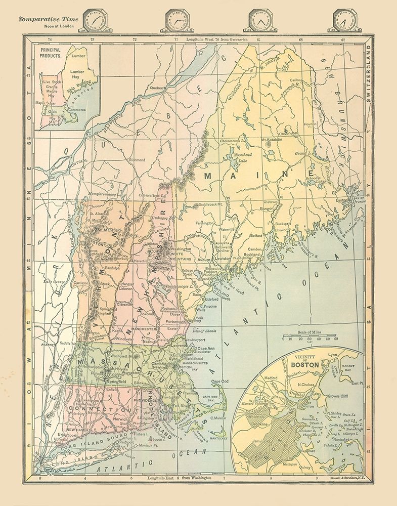 Northeast United States - Monteith 1882 art print by Monteith for $57.95 CAD