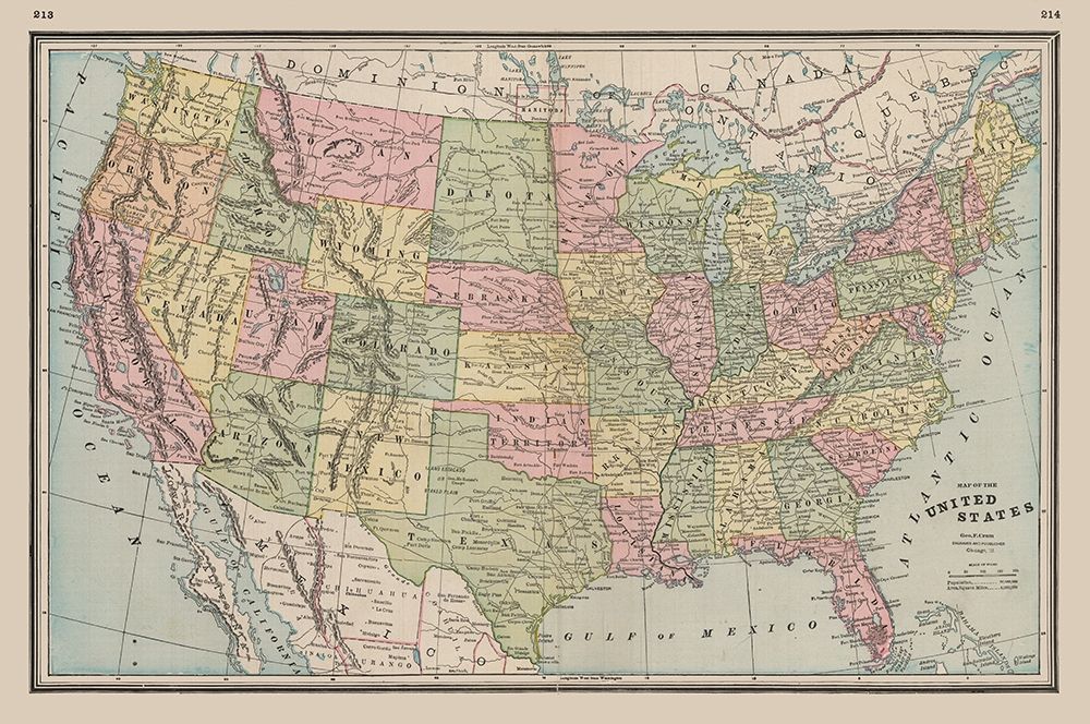 United States - Johnson 1888 art print by Johnson for $57.95 CAD