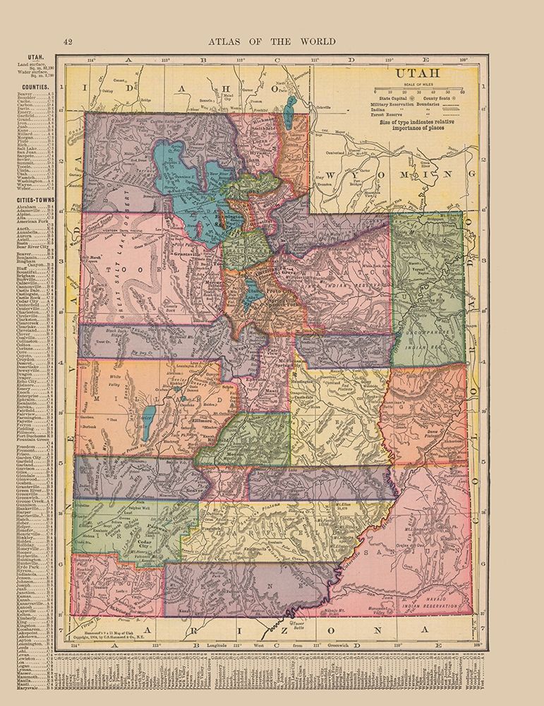 Utah - Hammond 1910 art print by Hammond for $57.95 CAD