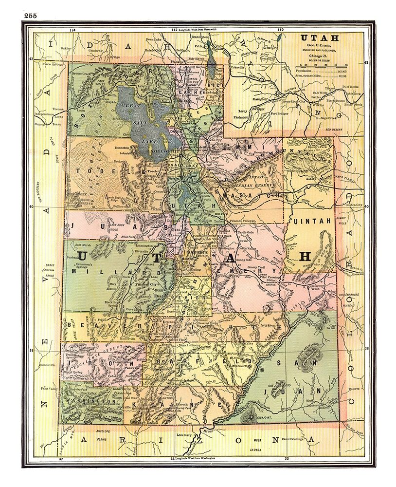 Utah - Johnson 1888 art print by Johnson for $57.95 CAD