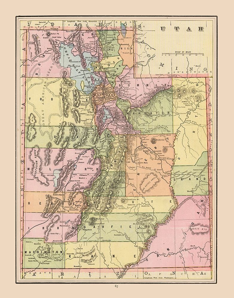 Utah - Cram 1892 art print by Cram for $57.95 CAD