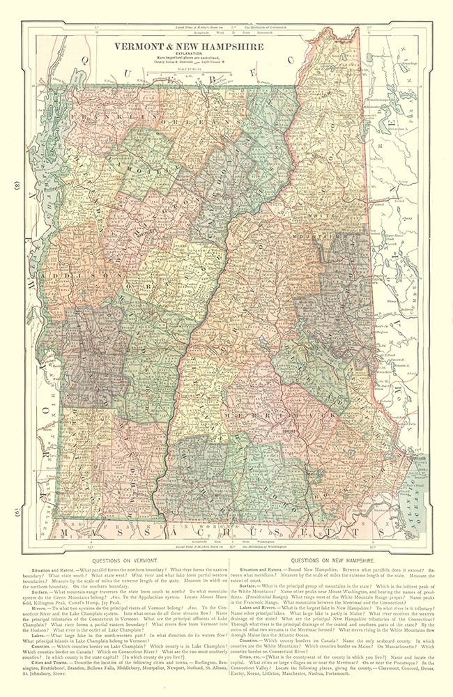Vermont and New Hampshire - Monteith 1882 art print by Monteith for $57.95 CAD