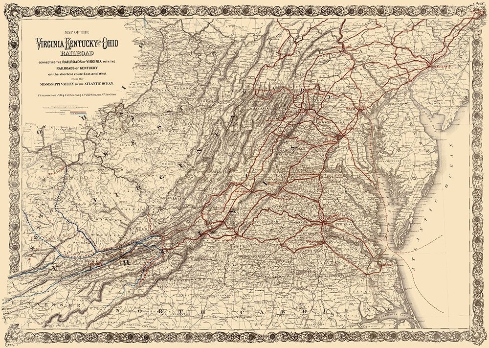 Virginia, Kentucky and Ohio Railroad 1881 art print by Colton for $57.95 CAD