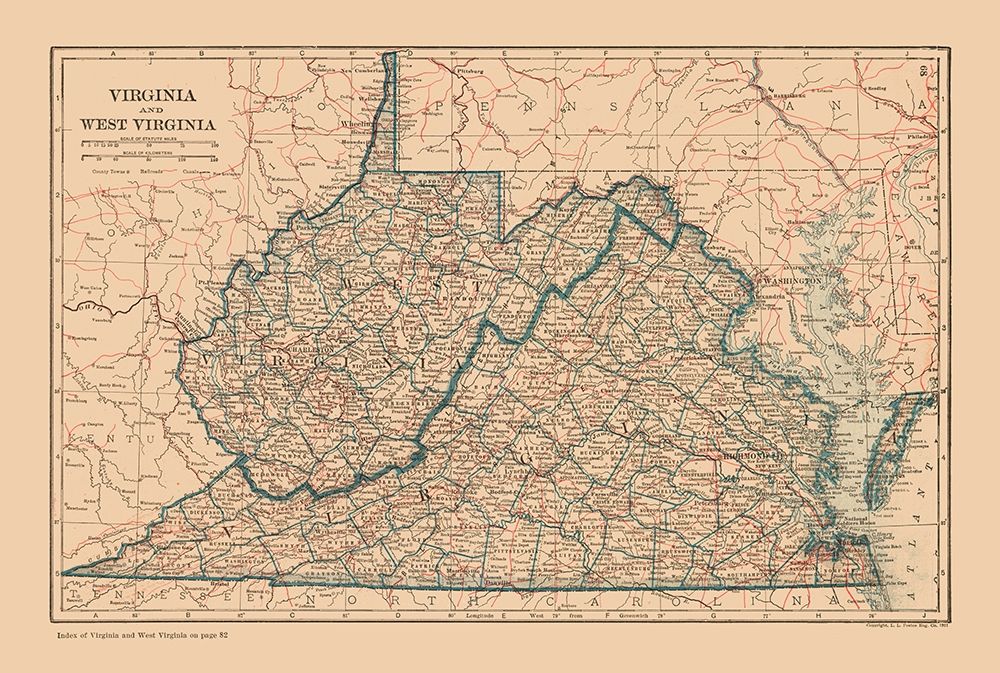 Virginia, West Virginia - Reynold 1921 art print by Reynolds for $57.95 CAD