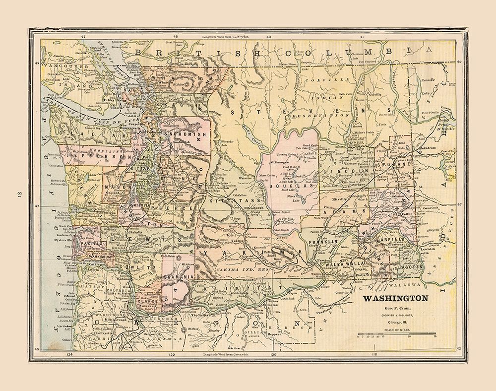Washington, United States - Cram 1888 art print by Cram for $57.95 CAD