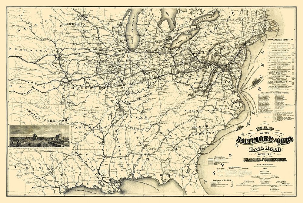 Baltimore and Ohio Railroad - Balto 1878 art print by Balto for $57.95 CAD