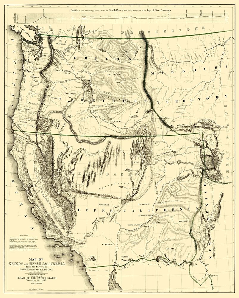 Oregon, Upper California - Weber 1848 art print by Weber for $57.95 CAD