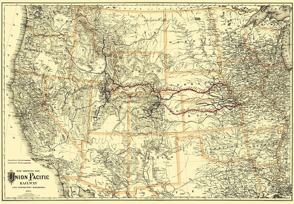 Union Pacific Railway - Colton 1882 art print by Colton for $57.95 CAD