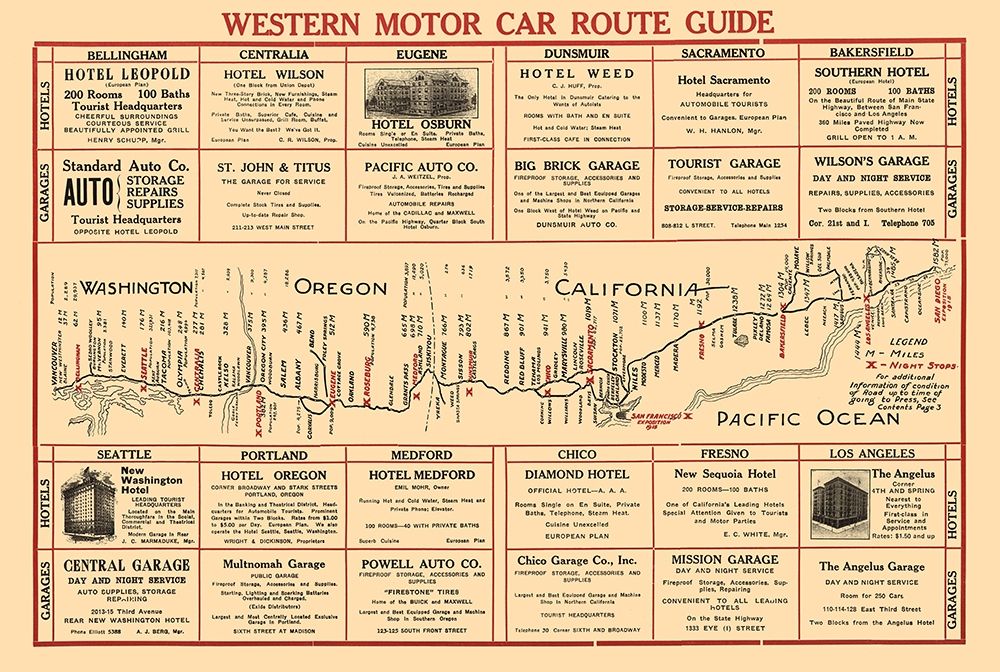 Western Motor Car Route Guide - 1915 art print by Unknown for $57.95 CAD