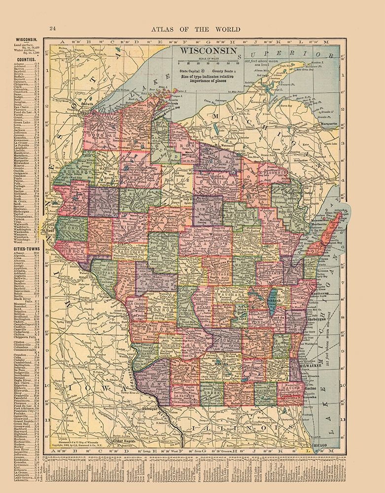 Wisconsin - Hammond 1910 art print by Hammond for $57.95 CAD