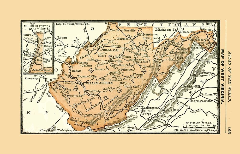 West Virginia - Alden 1886 art print by Alden for $57.95 CAD