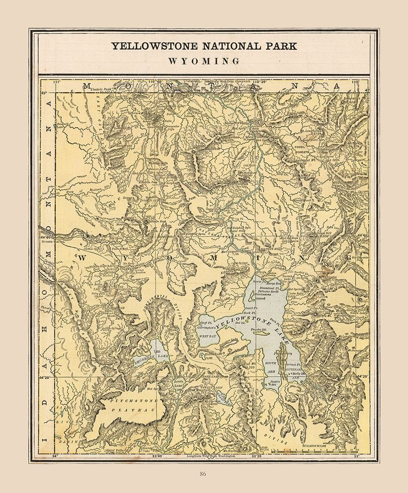 Yellowstone National Park - Cram 1888 art print by Cram for $57.95 CAD