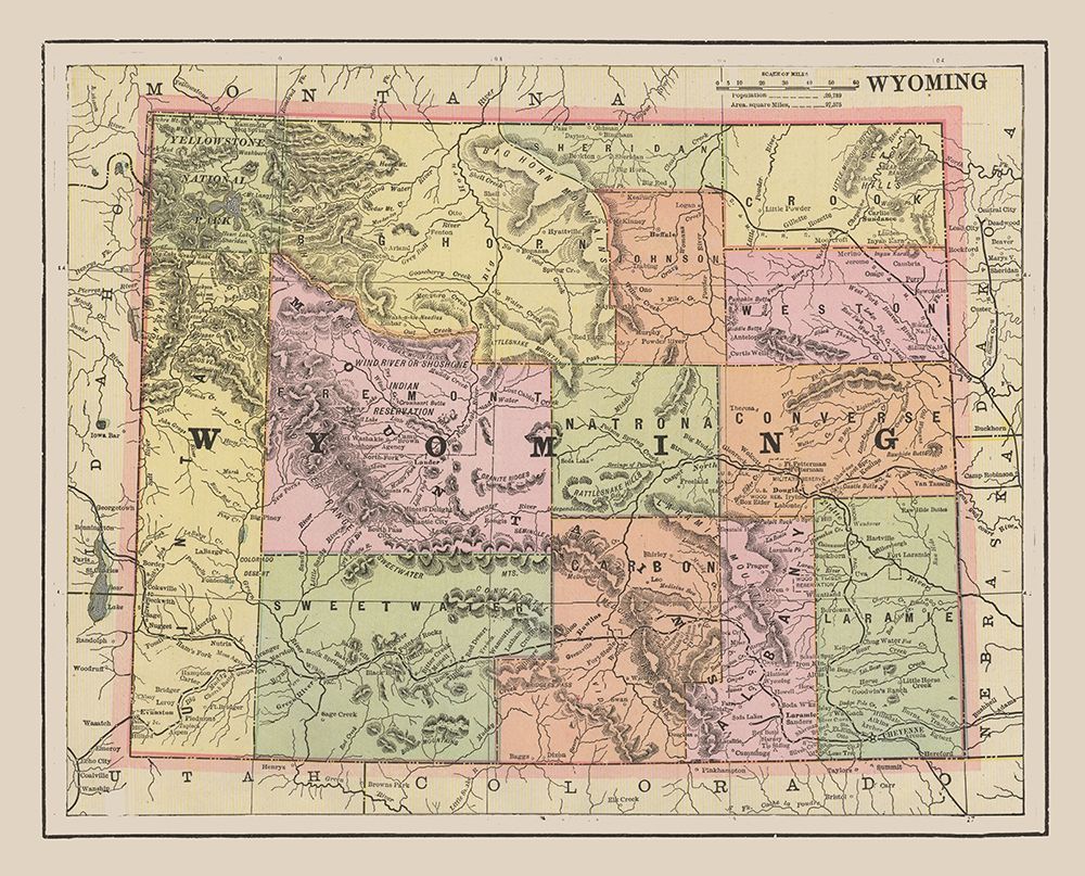 Wyoming - Cram 1892 art print by Cram for $57.95 CAD