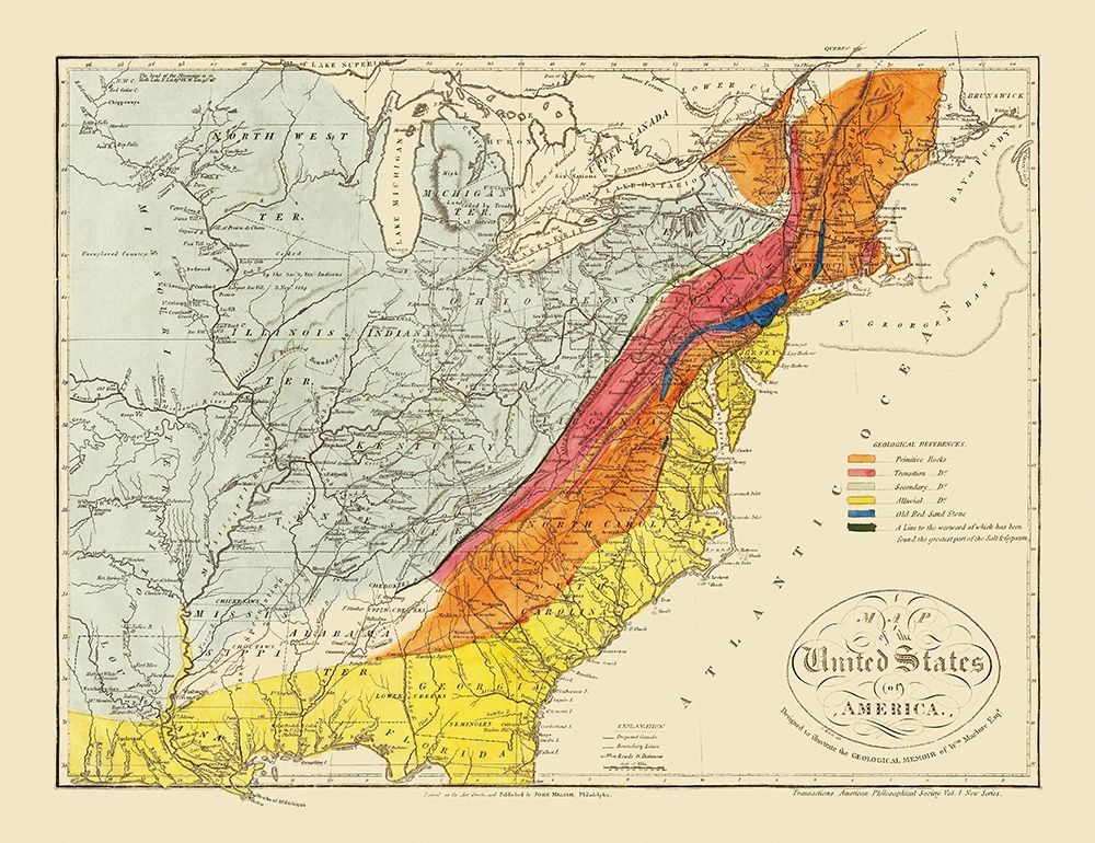 United States of America - Melish 1817 art print by Melish for $57.95 CAD