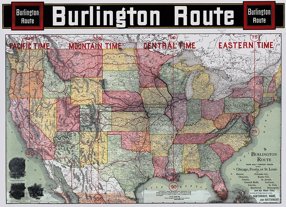 Burlington Railroad Route - Rand McNally 1892 art print by Rand McNally for $57.95 CAD