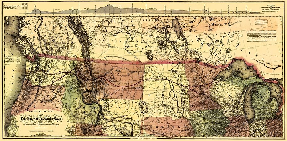Northern Pacific, Lake Superior to Pacific 1868 art print by Colton for $57.95 CAD