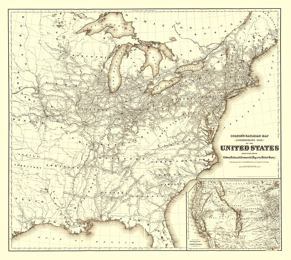 United States Railroads - Colton 1870 art print by Colton for $57.95 CAD