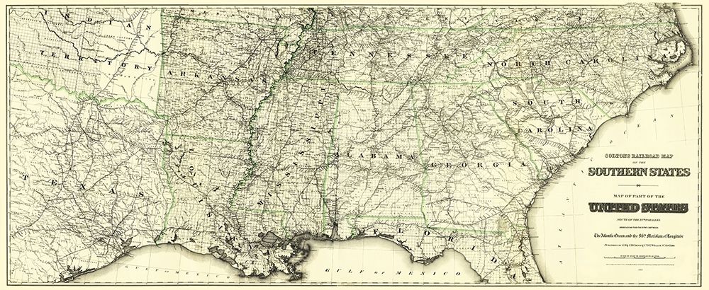 United States Southern Railroads - Colton 1883 art print by Colton for $57.95 CAD
