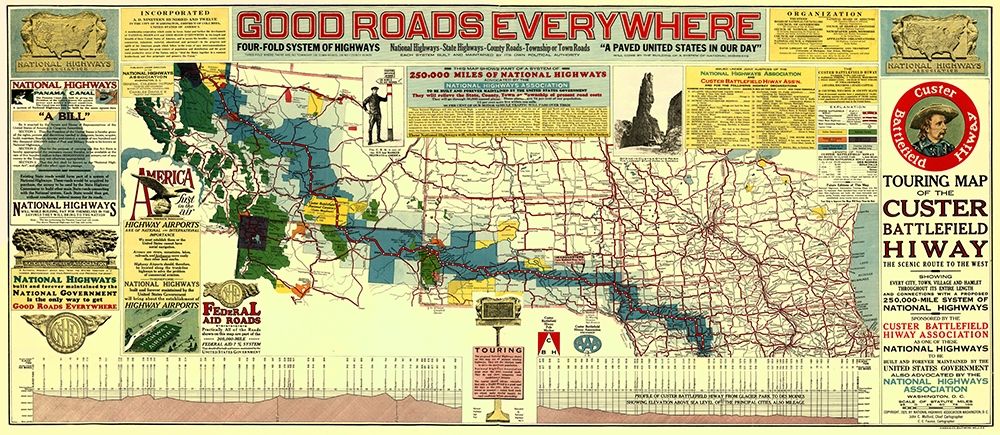 Custer Battlefield Highway - Mulford 1925 art print by Mulford for $57.95 CAD