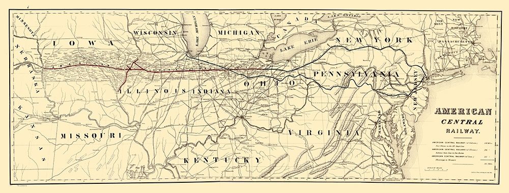 American Central Railway - Bien 1886 art print by Bien for $57.95 CAD
