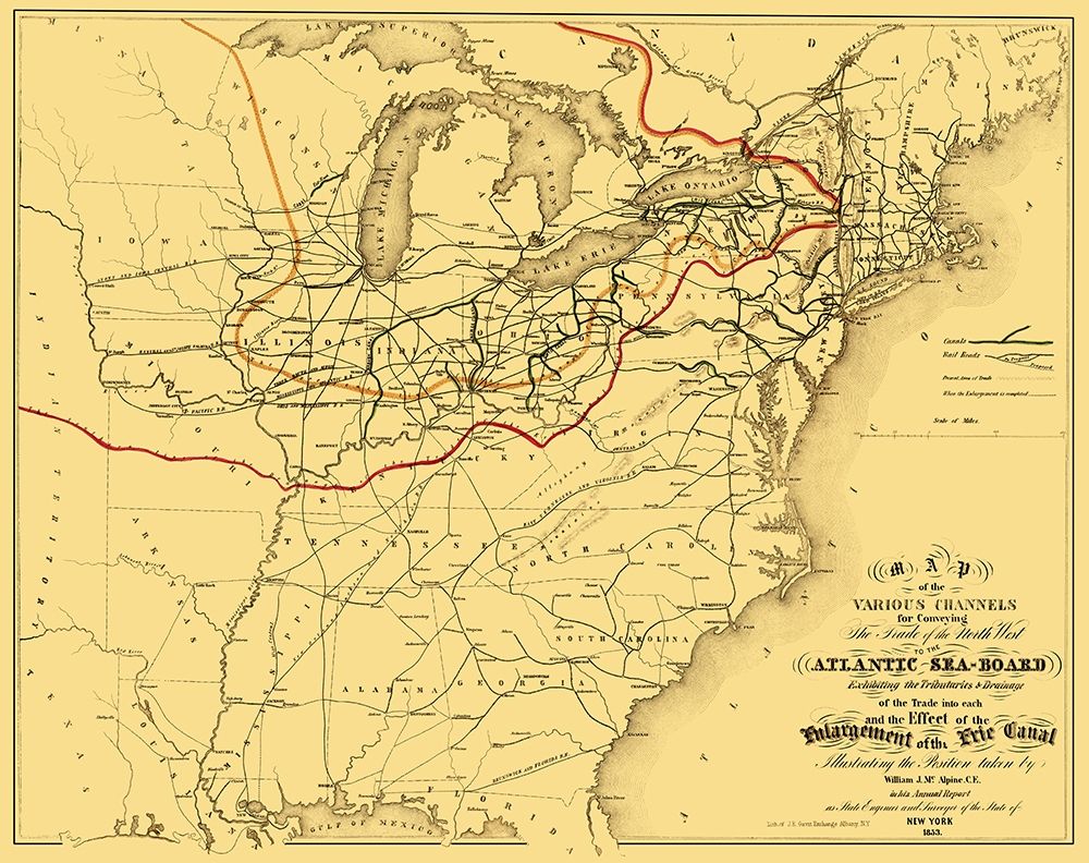 Atlantic Seaboard Trade Routes - Alpine 1853 art print by Alpine for $57.95 CAD