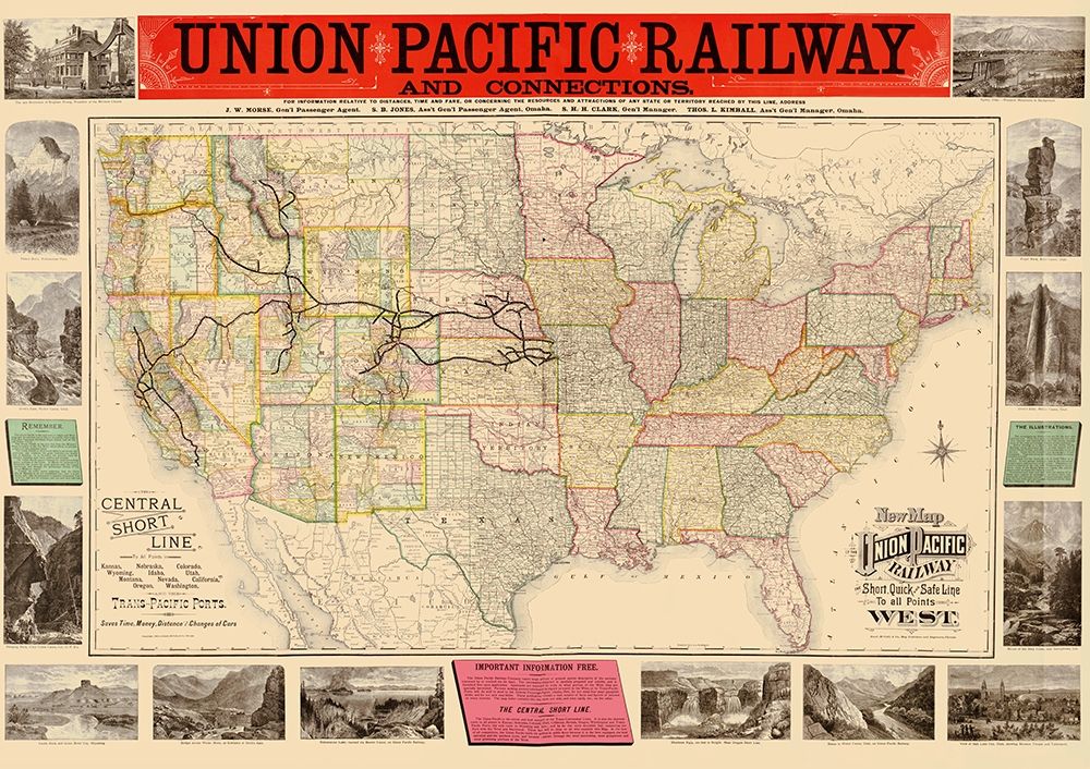 Union Pacific Railway - Rand McNally 1883 art print by Rand McNally for $57.95 CAD