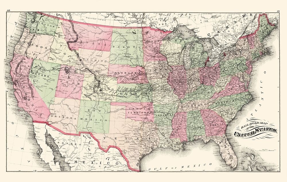United States Railroads - Hitchcock 1877 art print by Hitchcock for $57.95 CAD