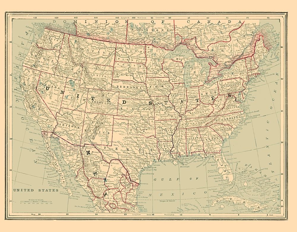 United States - Cram 1889 art print by Cram for $57.95 CAD