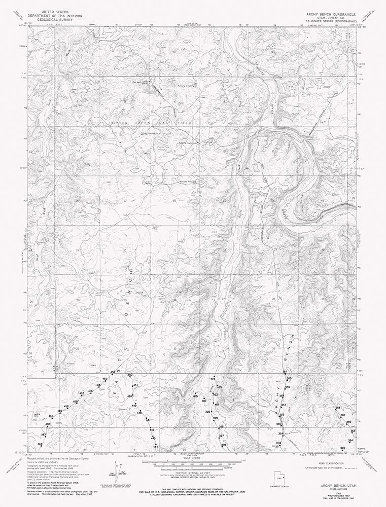 Archy Bench Utah Quad - USGS 1968 art print by USGS for $57.95 CAD