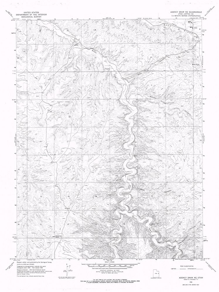 Agency Draw Utah Quad - USGS 1966 art print by USGS for $57.95 CAD