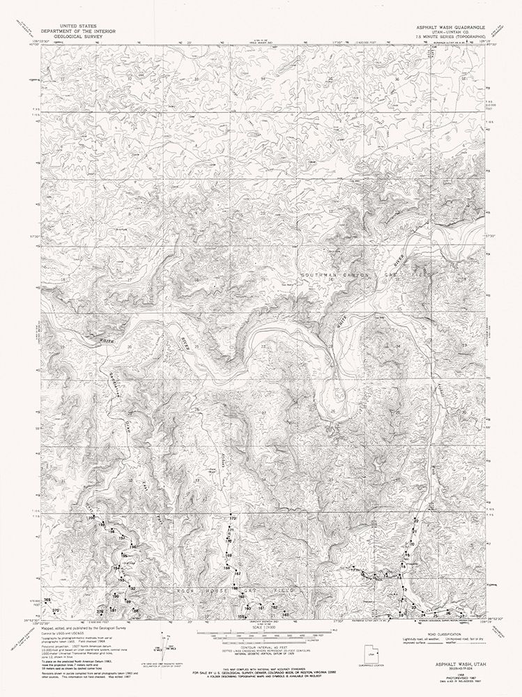 Asphalt Wash Utah Quad - USGS 1968 art print by USGS for $57.95 CAD