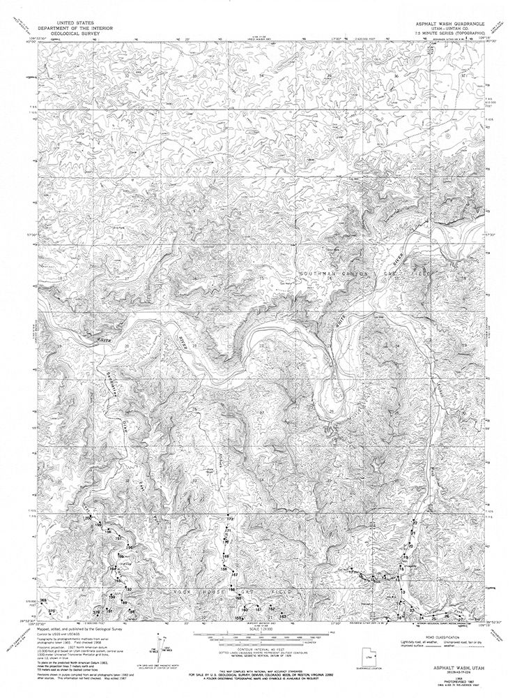 Asphalt Wash Utah Quad - USGS 1968 art print by USGS for $57.95 CAD