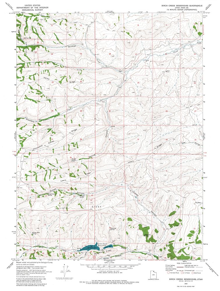 Birch Creek Reservoirs Utah Quad - USGS 1969 art print by USGS for $57.95 CAD