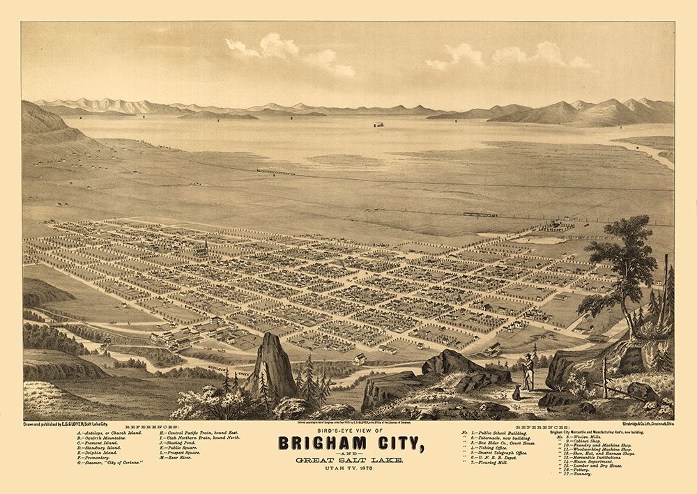 Brigham Utah - Glover 1875 art print by Glover for $57.95 CAD