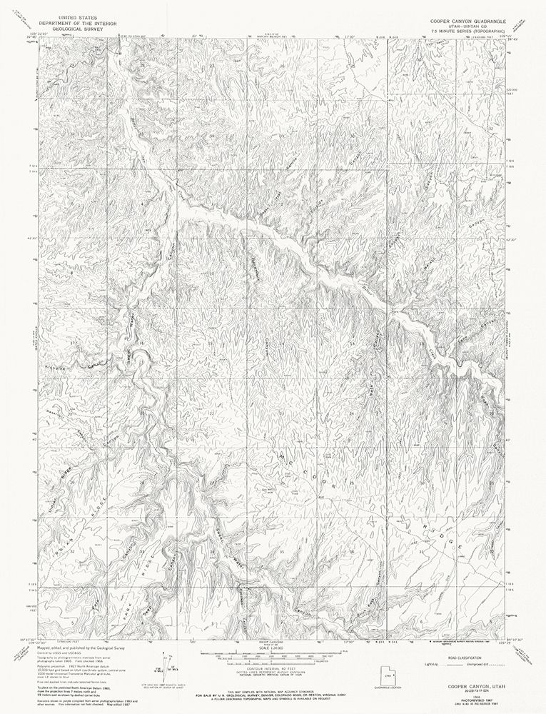 Cooper Canyon Utah Quad - USGS 1966 art print by USGS for $57.95 CAD