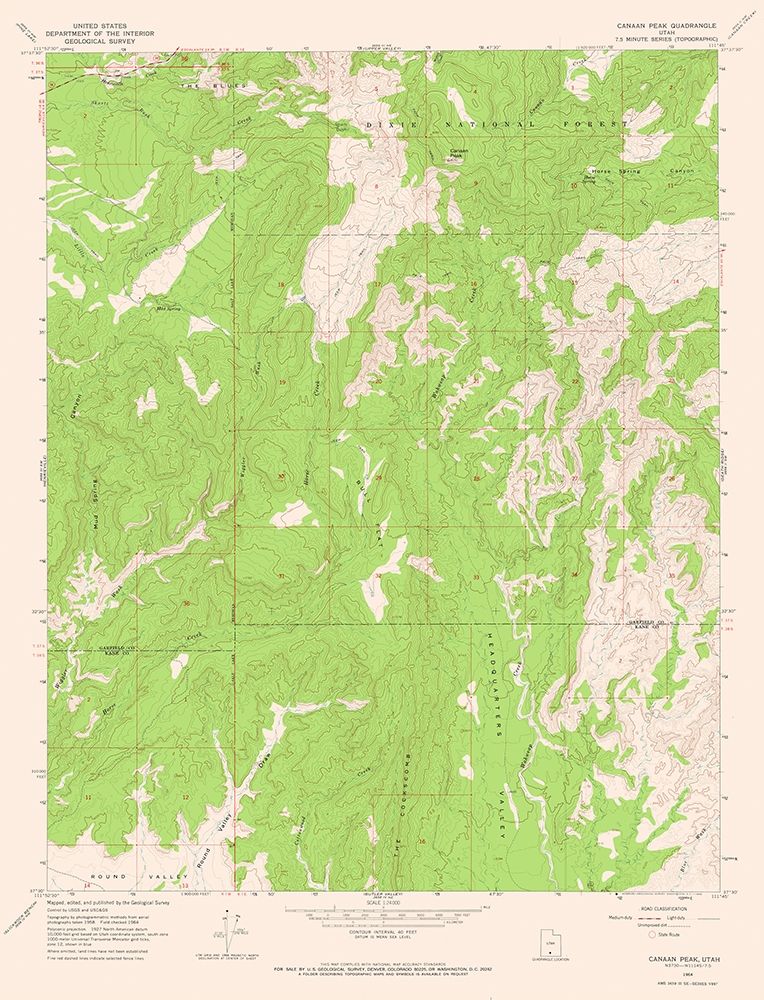 Canaan Peak Utah Quad - USGS 1964 art print by USGS for $57.95 CAD