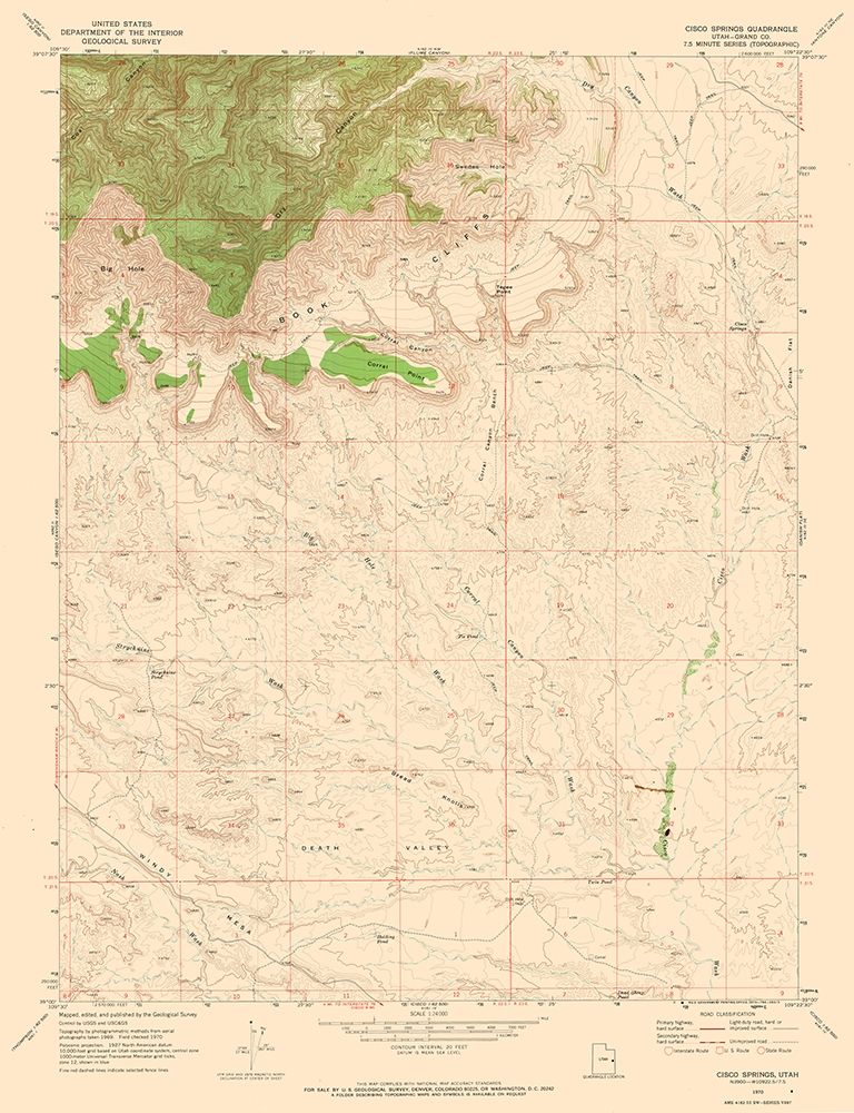 Cisco Springs Utah Quad - USGS 1970 art print by USGS for $57.95 CAD