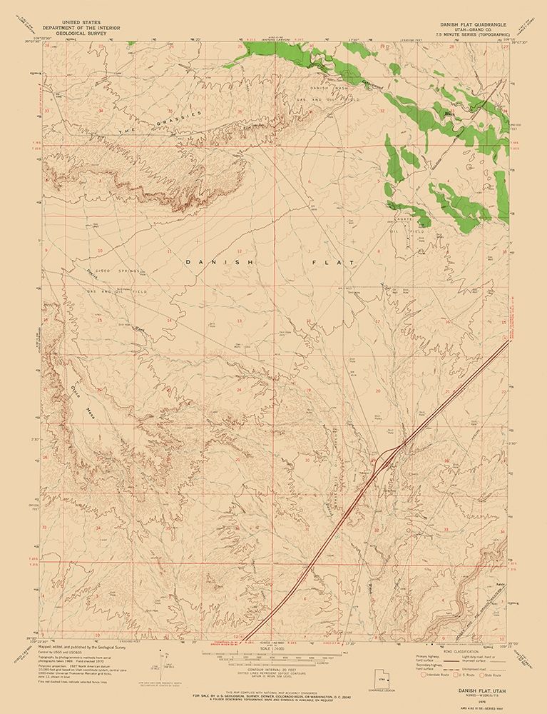 Danish Flat Utah Quad - USGS 1970 art print by USGS for $57.95 CAD