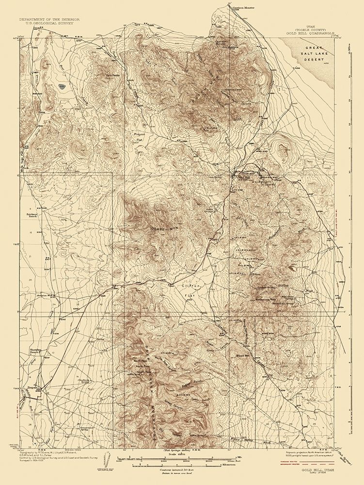 Gold Hill Utah Quad - USGS 1928 art print by USGS for $57.95 CAD