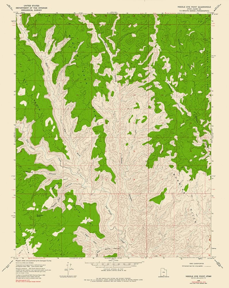 Needle Eye Point Utah Quad - USGS 1968 art print by USGS for $57.95 CAD