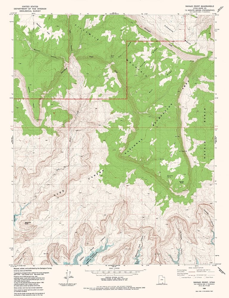 Navajo Point Utah Quad - USGS 1985 art print by USGS for $57.95 CAD