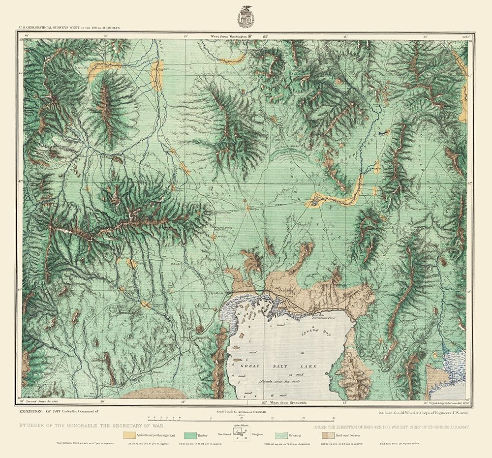 Utah North West, Idaho South East - US Army 1877 art print by US Army for $57.95 CAD
