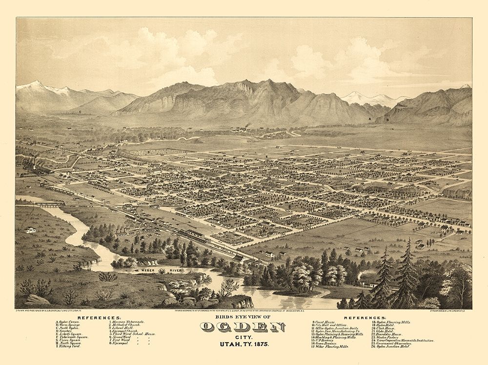 Ogden Utah - Glover 1875 art print by Glover for $57.95 CAD