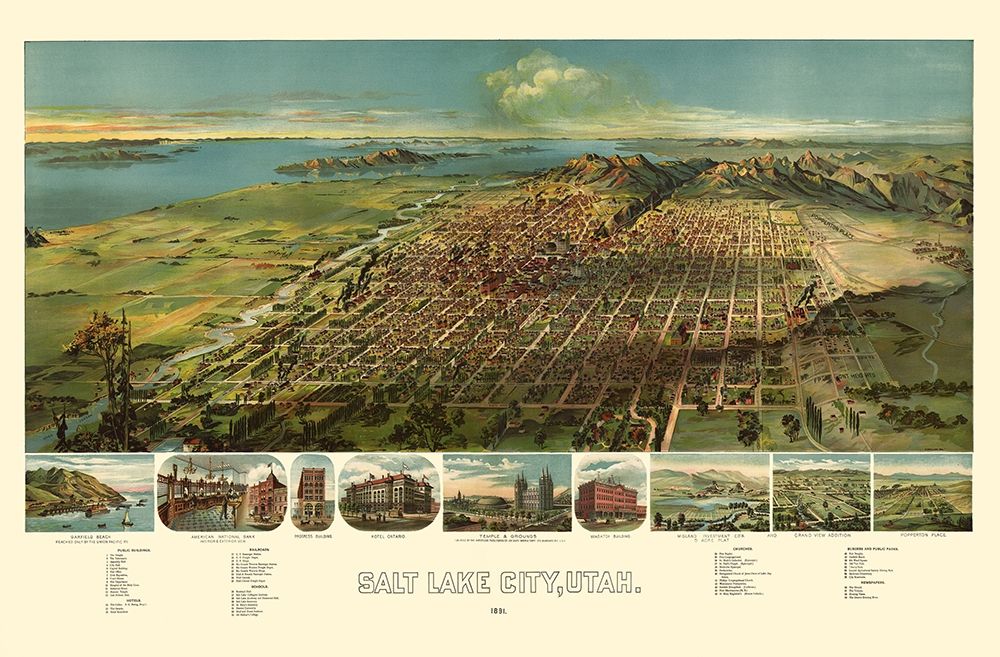 Salt Lake City Utah - American Pub Co 1891 art print by American Pub Co for $57.95 CAD