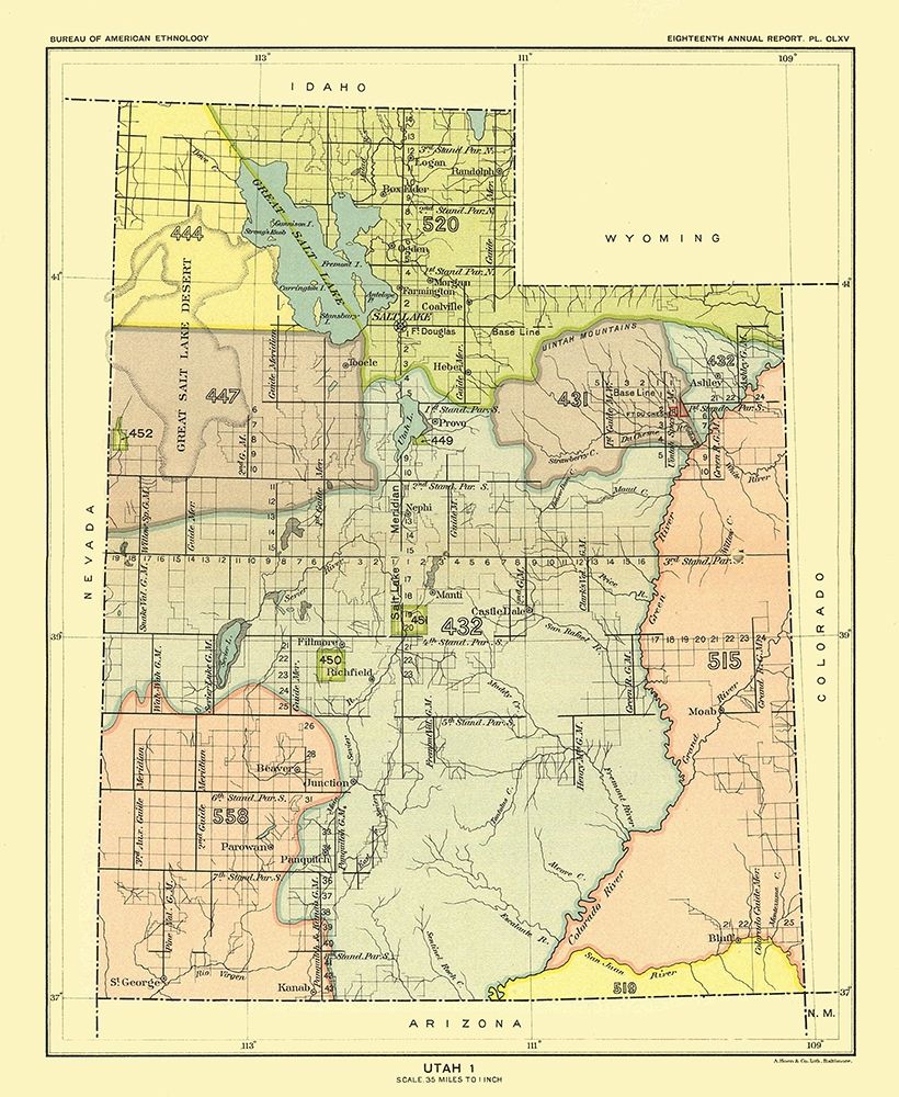 Utah - Great Salt Lake - Hoen 1896 art print by Hoen for $57.95 CAD