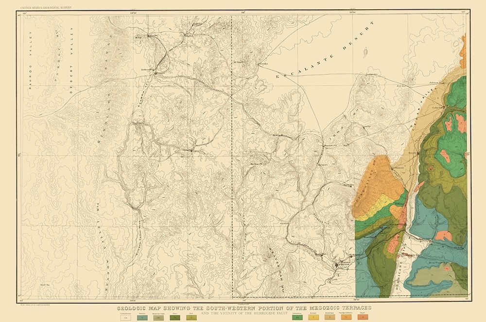 Mesozoic Terraces South Western Portion - USGS art print by USGS for $57.95 CAD