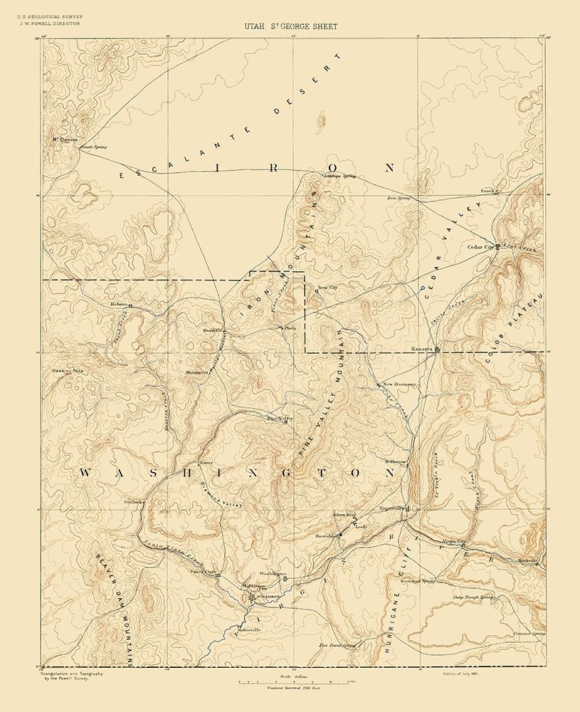 St George Utah Sheet - USGS 1891 art print by USGS for $57.95 CAD