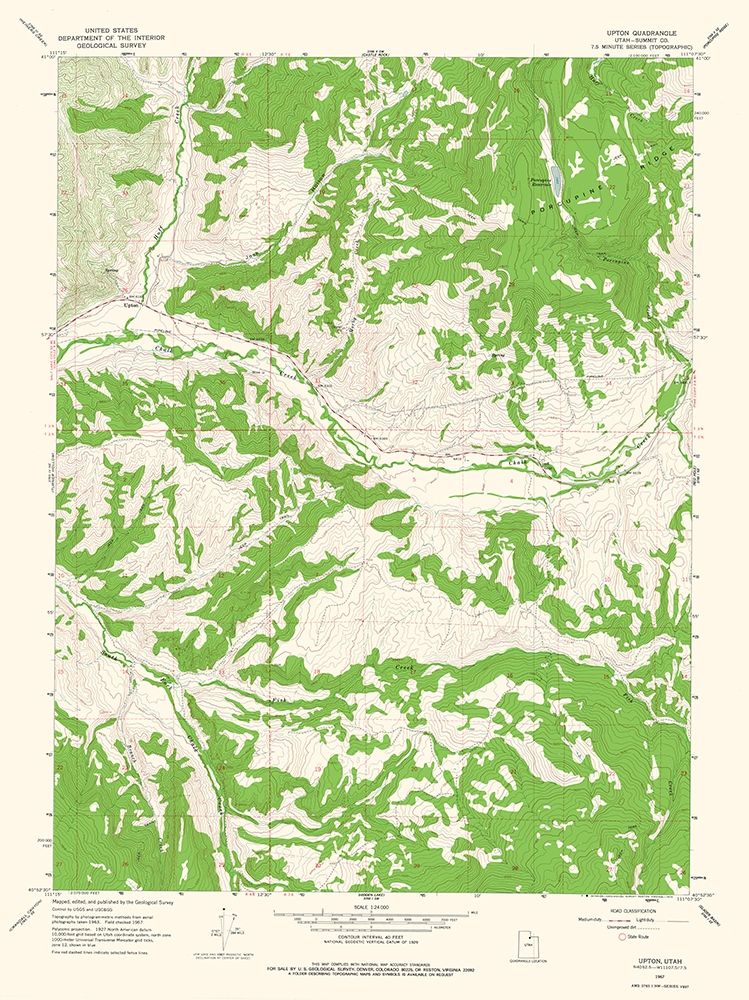 Upton Utah Quad - USGS 1967 art print by USGS for $57.95 CAD